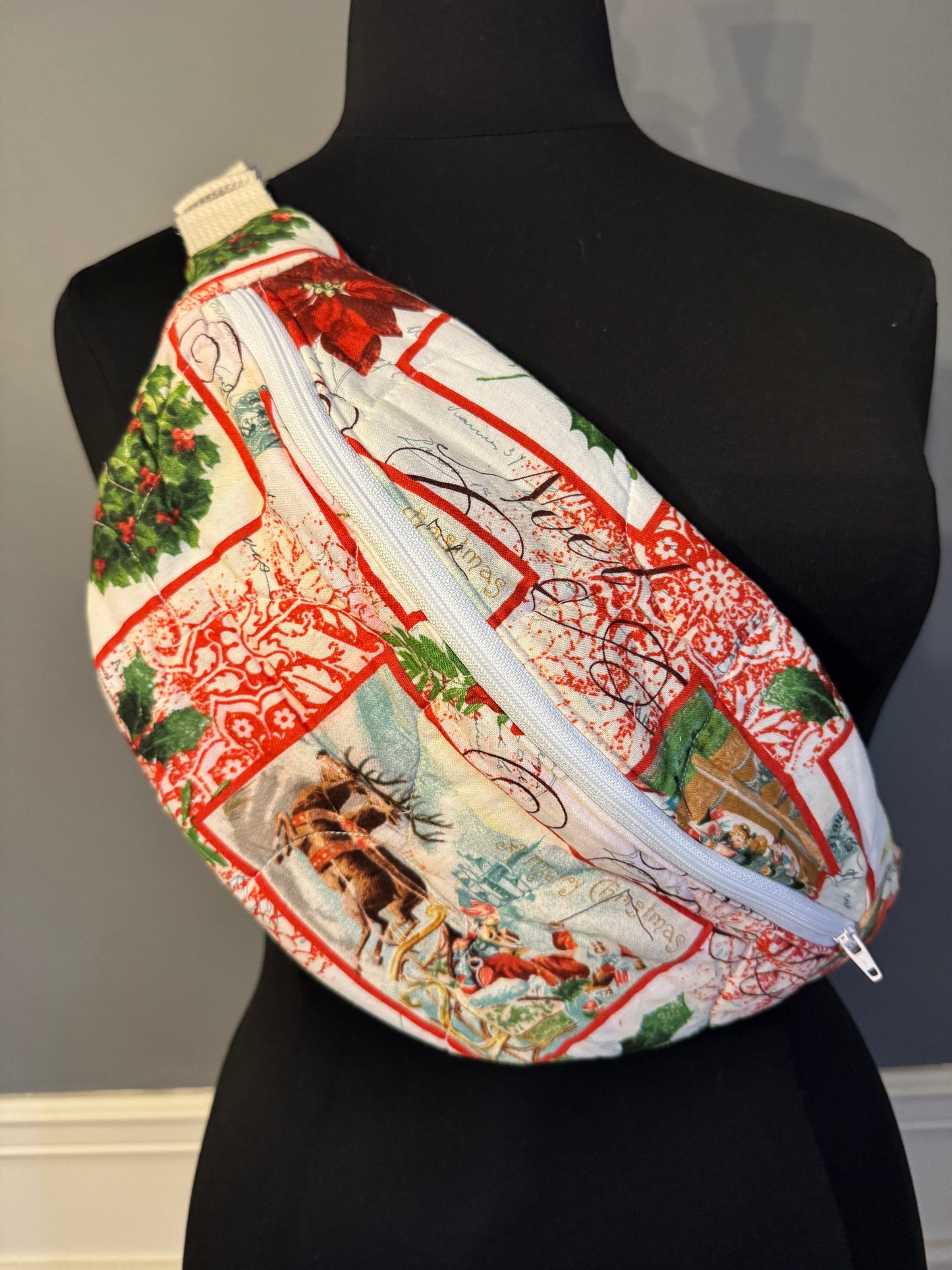 Vintage Christmas Quilt Sling Bag.   B3